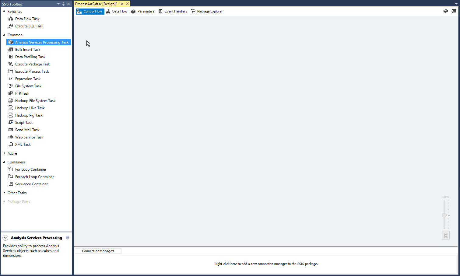 Microsoft BI Tools AAS Snack process Azure Analysis Services with SSIS