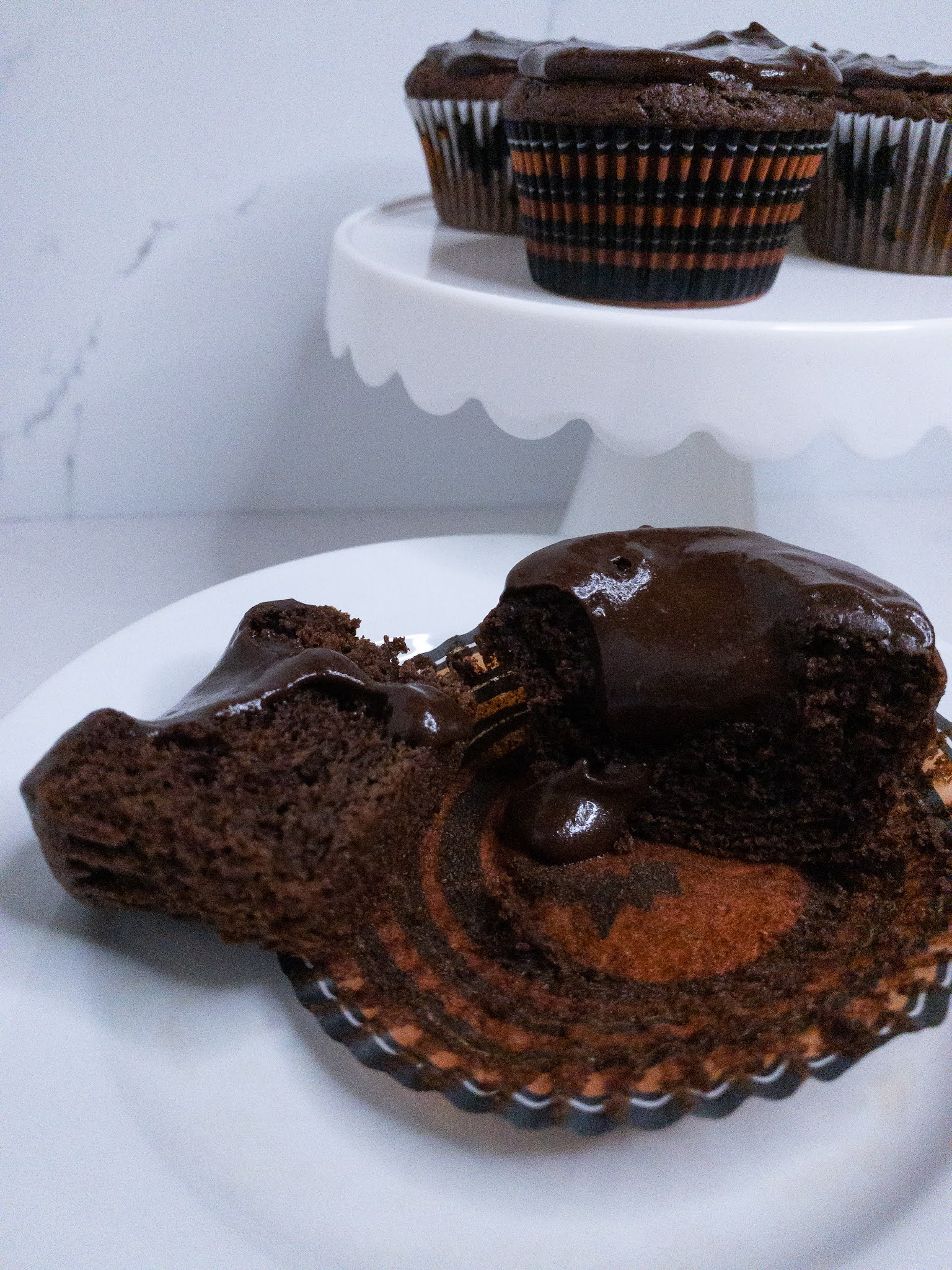 Filled Chocolate Dobash Cupcakes
