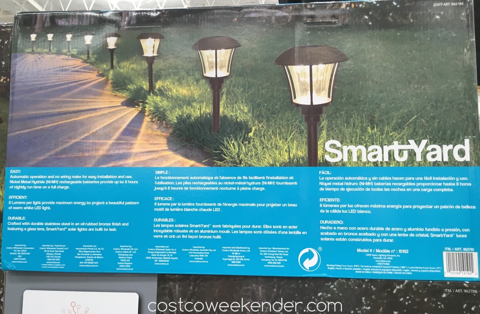 SmartYard LED Solar Pathway Lights model 10192 (8 pack) Costco Weekender