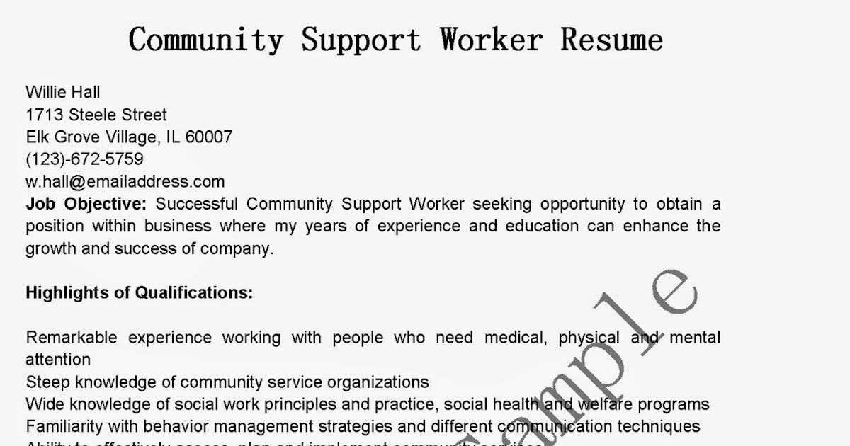 Job description of community support worker