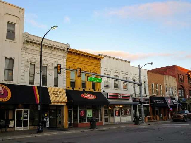 State Street facades in Downtown Ann Arbor Michigan