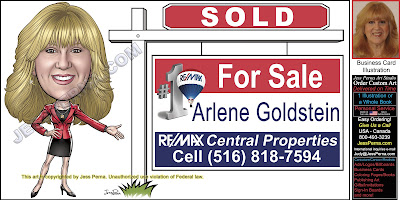 RE/MAX Sold Sign Caricature Business Card Ads