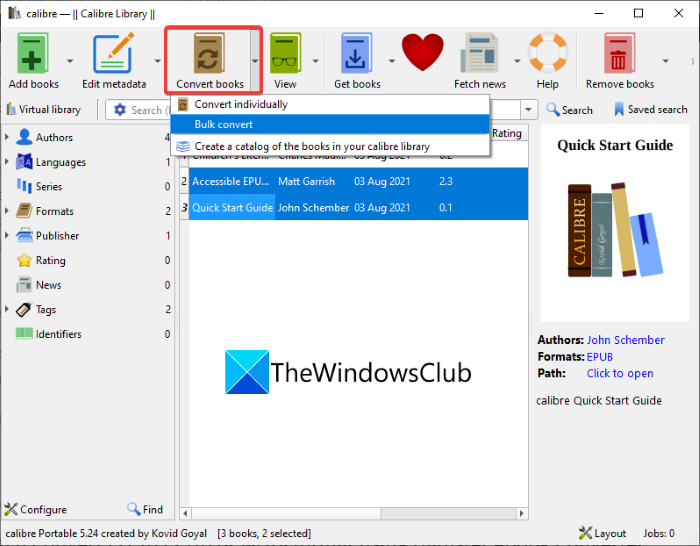 Cómo convertir libros electrónicos por lotes en Windows