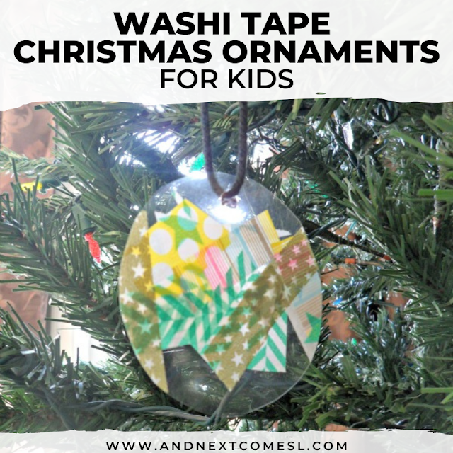 Washi tape ornaments made by kids