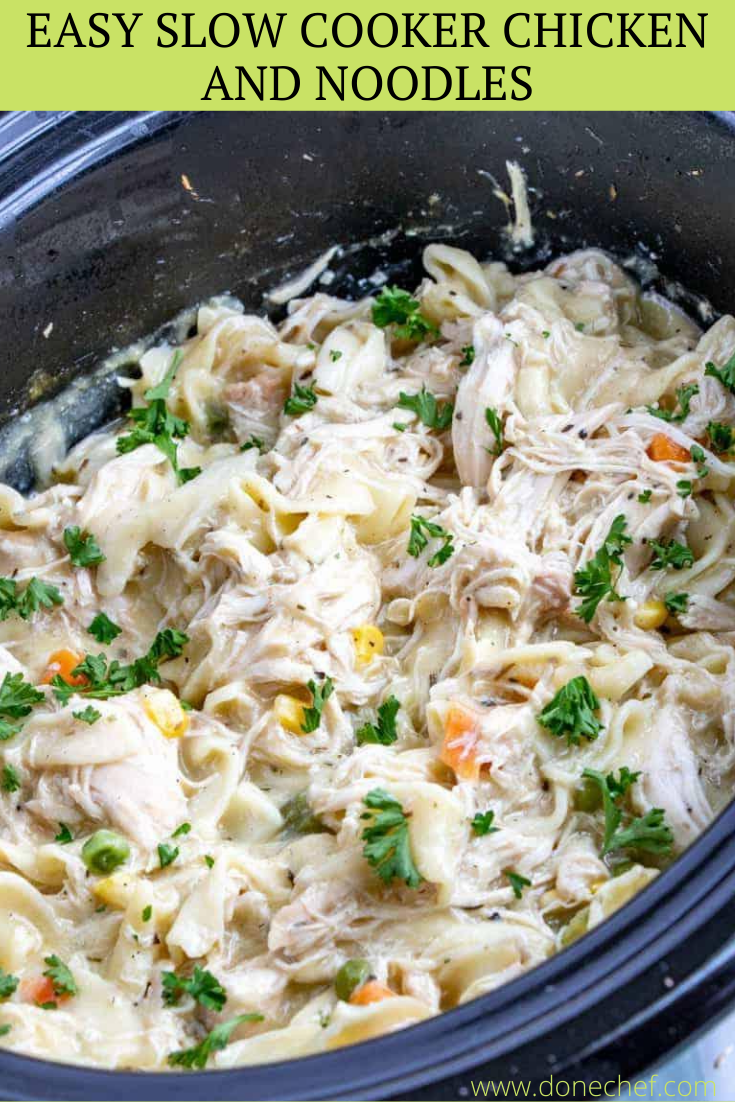 EASY SLOW COOKER CHICKEN AND NOODLES