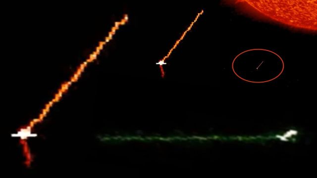 Naves espaciales alienígenas disparando rayos al espacio