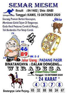 Prediksi Syair Sydney 15 Oktober 2020 Keraton4d