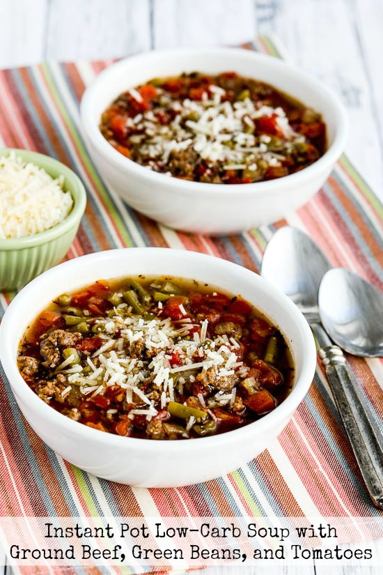 Instant Pot Low-Carb Soup with Ground Beef, Green Beans, and Tomatoes