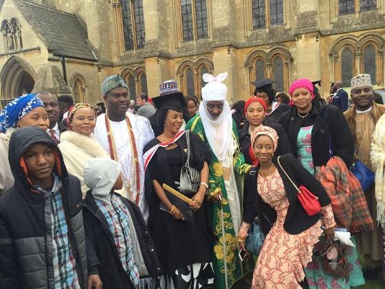 00 Photos: Ooni of Ife, Emir of Kano & his 3 wives at the Emir's daughter, Princess Fulani Siddika's graduation ceremony in the UK