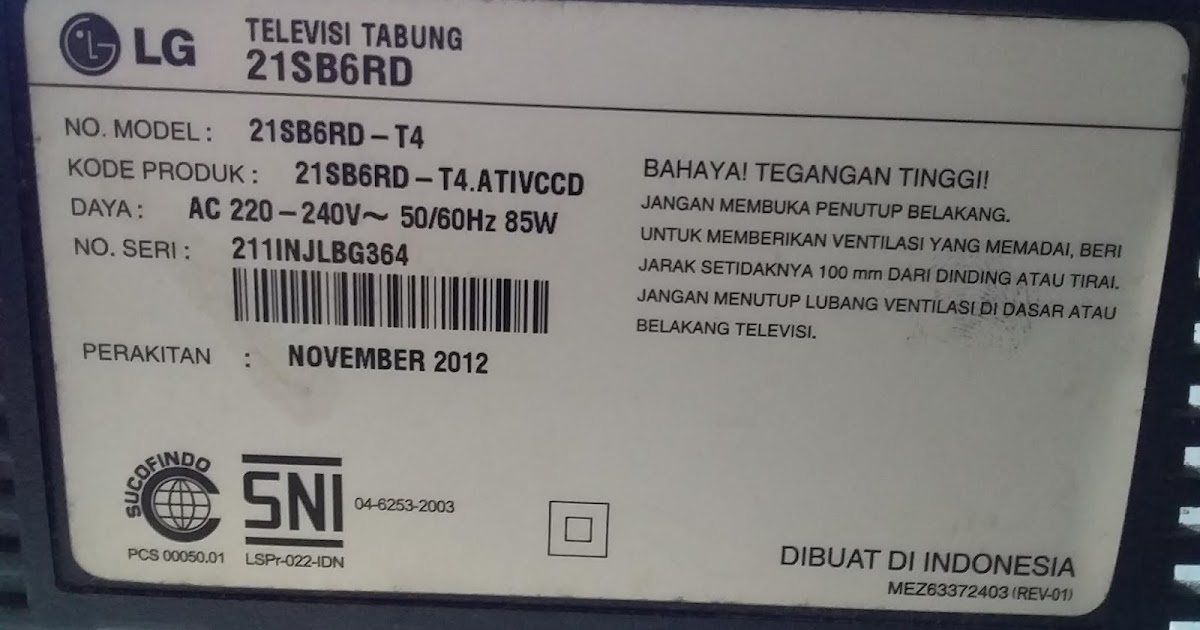 Firly Elektro TV LG Super Slim 21SB6RD Protek ,tegangan B+ jadi drop