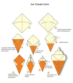 membuat ice cream menggunakan kertas origami