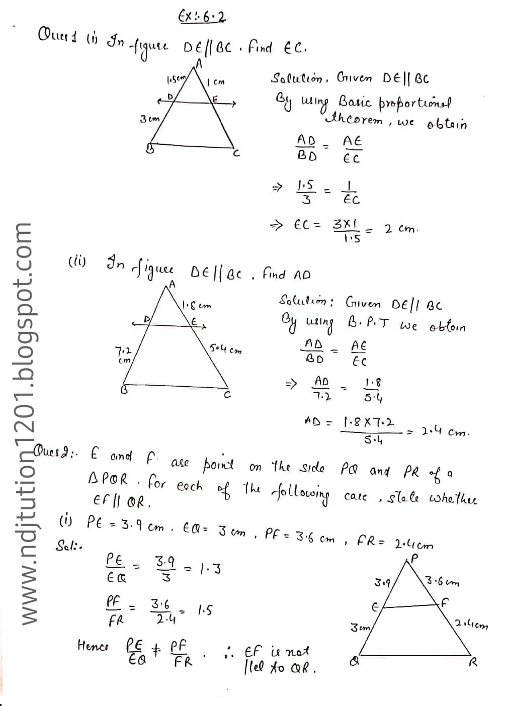 Triangle Handwritten Notes for 10th Math