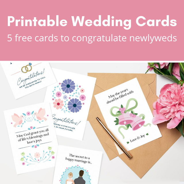Printable Wedding Cards: 5 free cards to congratulate newlyweds ...