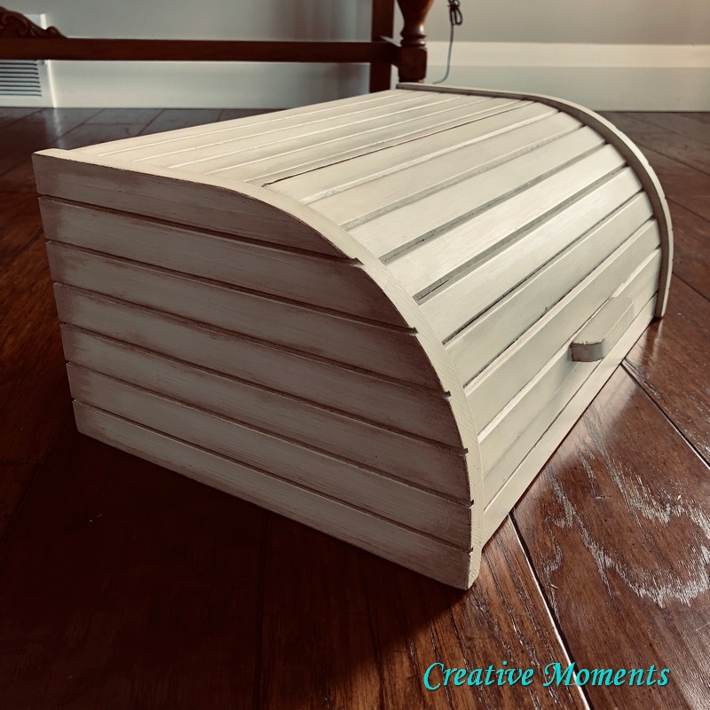 Rustic Wood Bread Box in Warm White