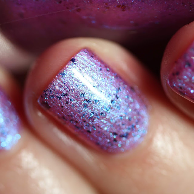 Girly Bits My Nink & My Drails swatch shimmer purple with blue flakes nail polish