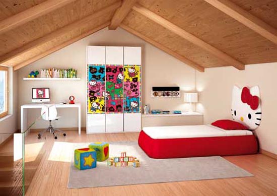 moderno dormitorios: Diseños de Hello Kitty para habitación