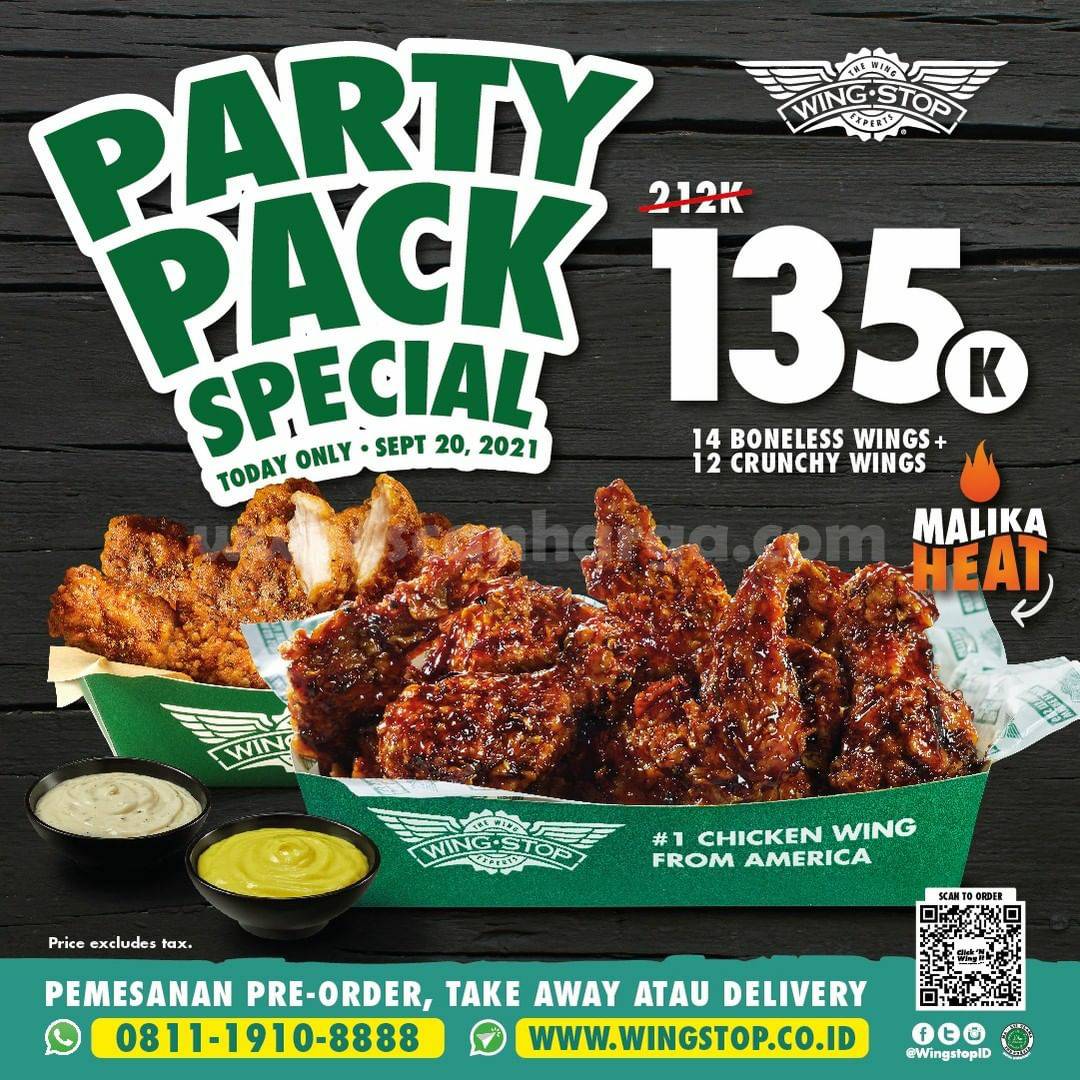 Promo Wingstop Terbaru 20 September - Party Pack Special harga hanya 135 Ribuan