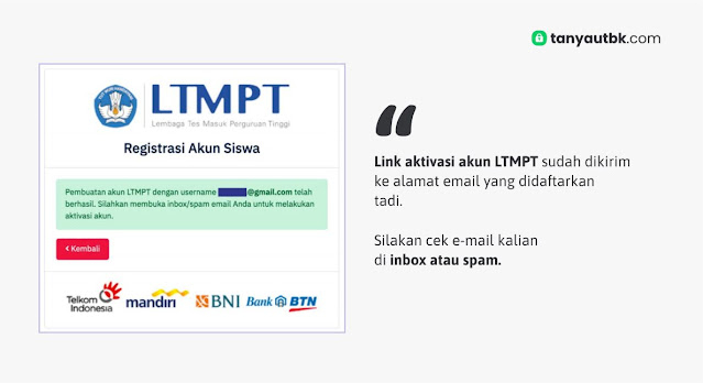 Aktivasi - Cara daftar akun LTMPT 2021