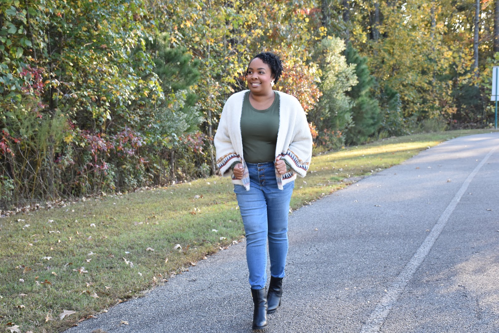 a.n.a. Eyelash Cardigan with Tee, Jegging, and Boots from JCPenney