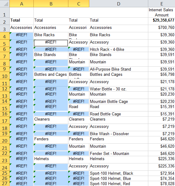 Selecting error cells in SSRS report exported to Excel