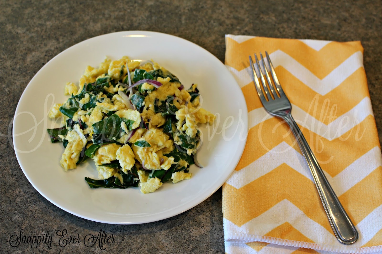 Snappily Ever After Swiss Chard Scrambled Eggs