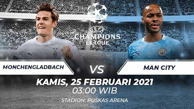 Prediksi Liga Champions Borussia Monchengladbach vs Manchester City 25 Februari 2021