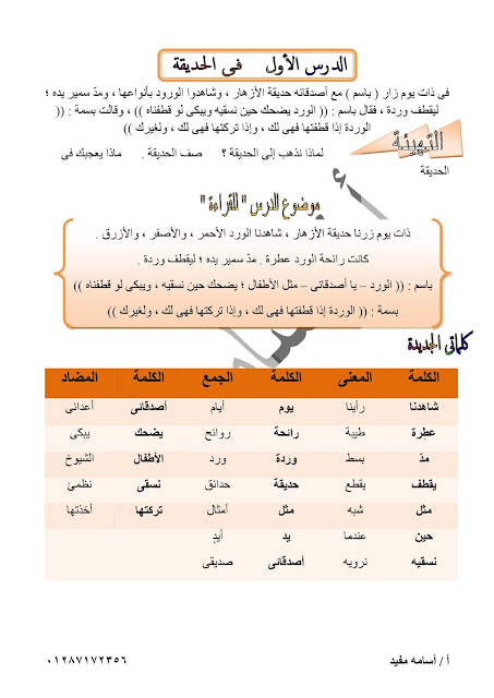 مذكرة لغة عربية تانيه ابتدائي ترم أول 2019 مذكرة لغة عربية تانيه ابتدائي ترم أول 2019