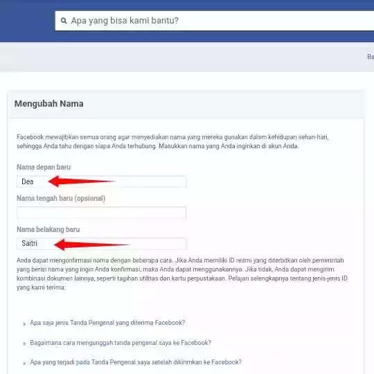 Panduan Cara Mengganti Nama di facebook Tanpa Menunggu 60 Hari Melalui Laptop