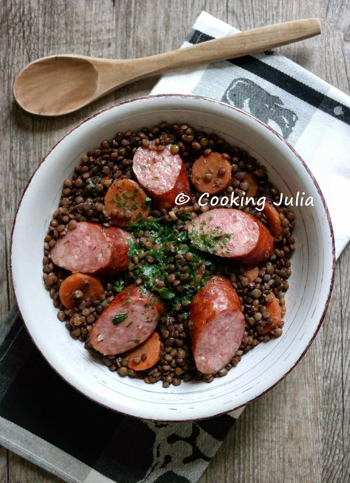 Lentilles Saucisses Montbéliard Carottes Saucisses De Montbéliard Aux Lentilles, Une Recette De Lucullent! 26 COOKING JULIA : SAUCISSES DE MONTBÉLIARD AUX LENTILLES VERTES