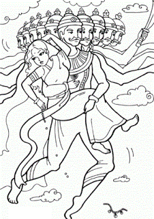 Coloring dussehra kids diwali sheets pages clipart print library coloringhome cartoon Dussehra Pictures For Drawing | Dussehra Pictures for Colouring ~ Happy
