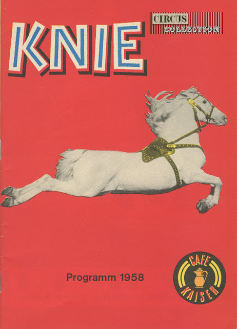 une belle cabriole en couverture du programme papier Knie 1958