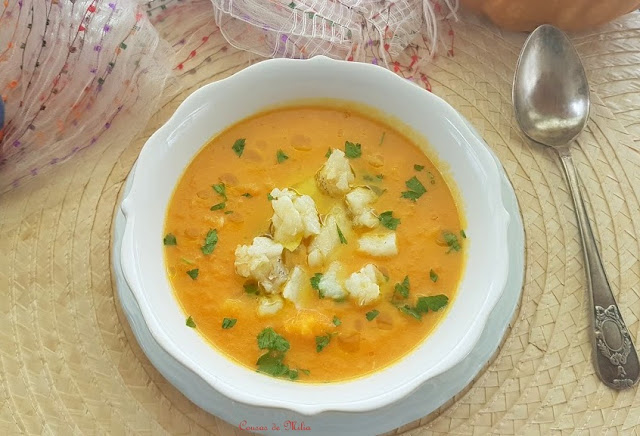 Crema de calabaza y bacalao