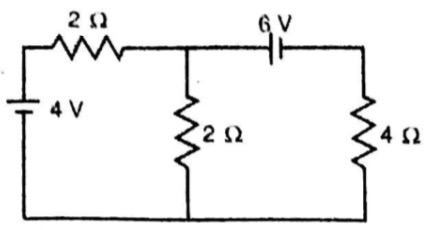 Besar arus listrik yang melewati hambatan 4 ohm pada rangkaian listrik dc pada gambar dibawah adalah