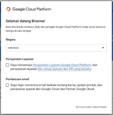 Popup Get Started Google Cloud Console