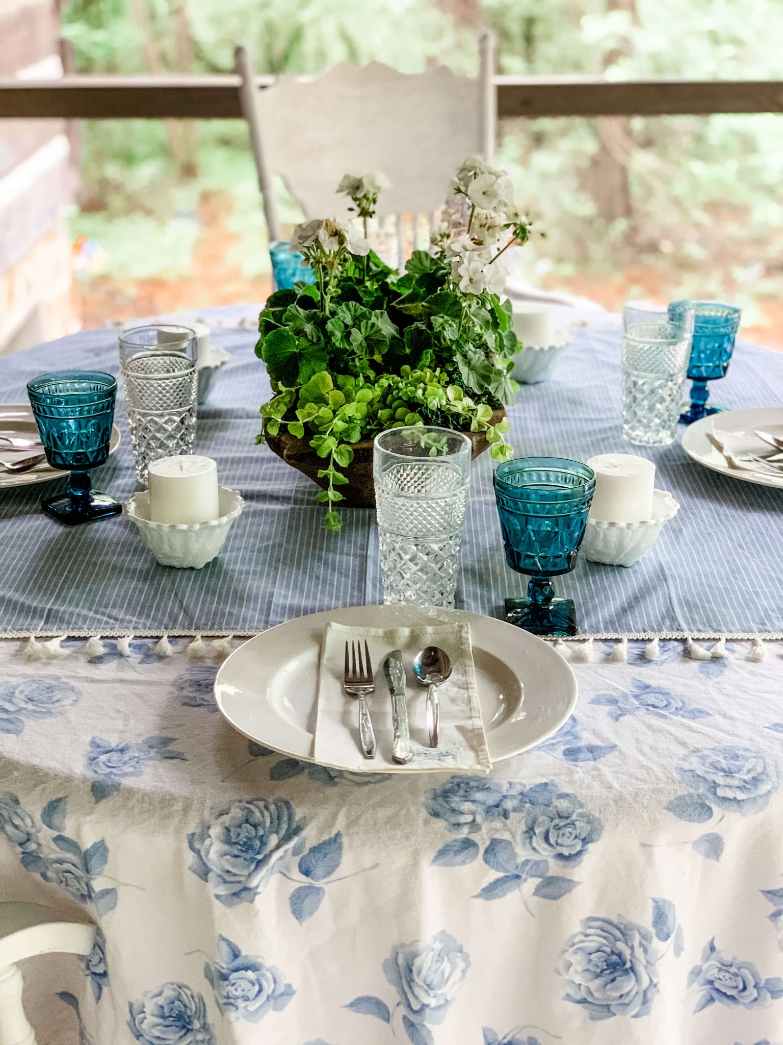 DIY Painted Sparrow Chargers for a Spring Table