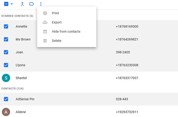 เพิ่มหรือลบผู้ติดต่อใน Google Contacts