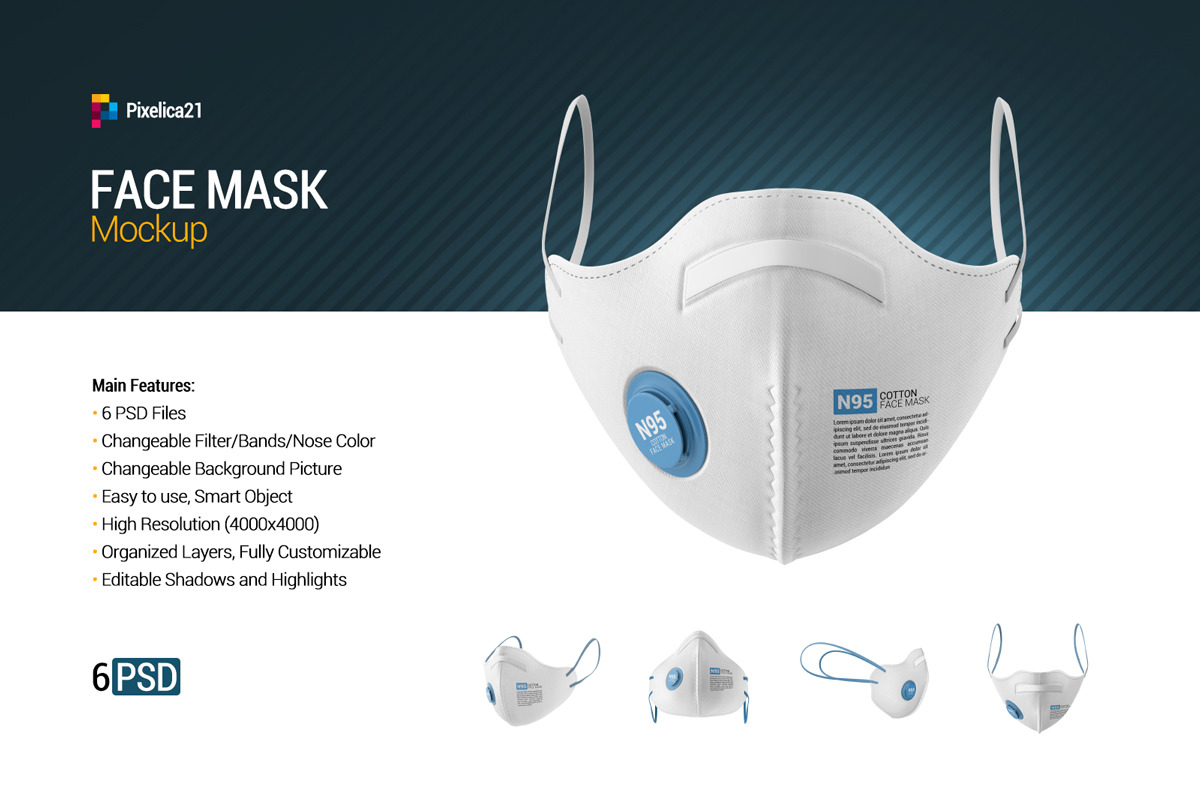Download Free Face Mask Mockup PSD Mockup Template