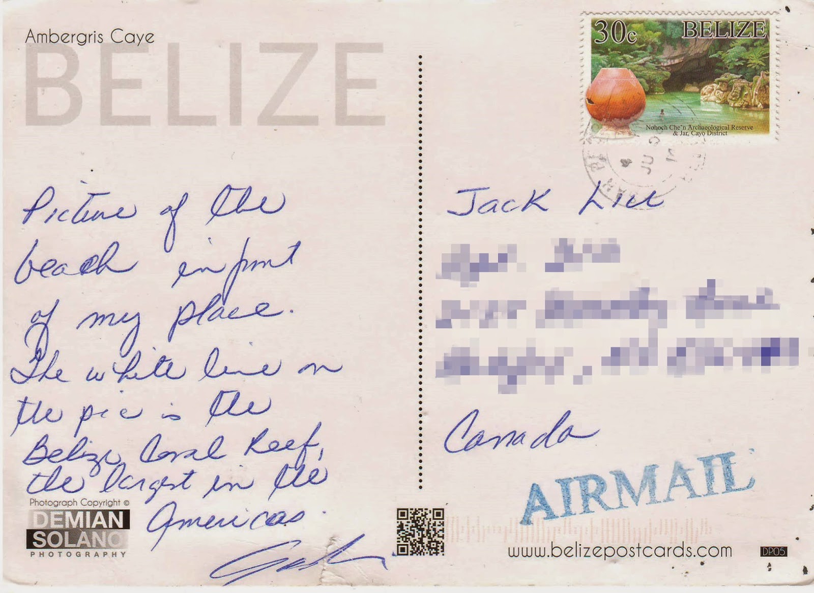 One postcard, One world: Postcard from Belize - Ambergris Caye