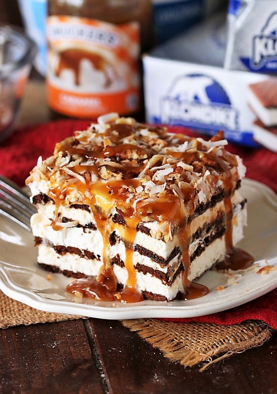 NoBake CoconutCaramel Ice Cream Sandwich Dessert The Kitchen is My