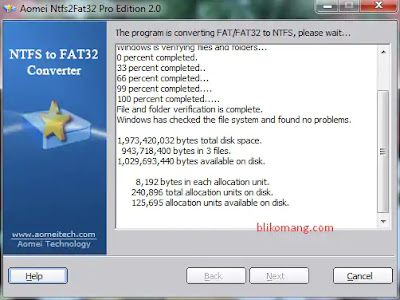 Merubah FAT32 ke NTFS dan Sebaliknya Tanpa Format