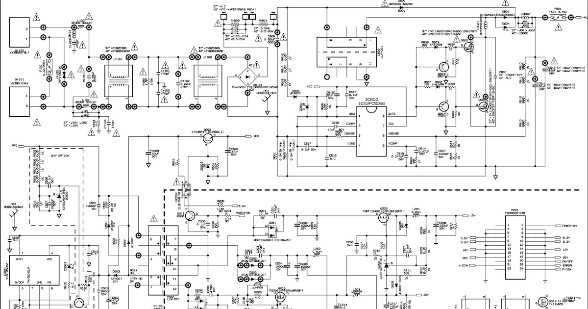 Schematic Diagrams: LGP42-09LF, LGP42-09LH LCD TV Power board schematic