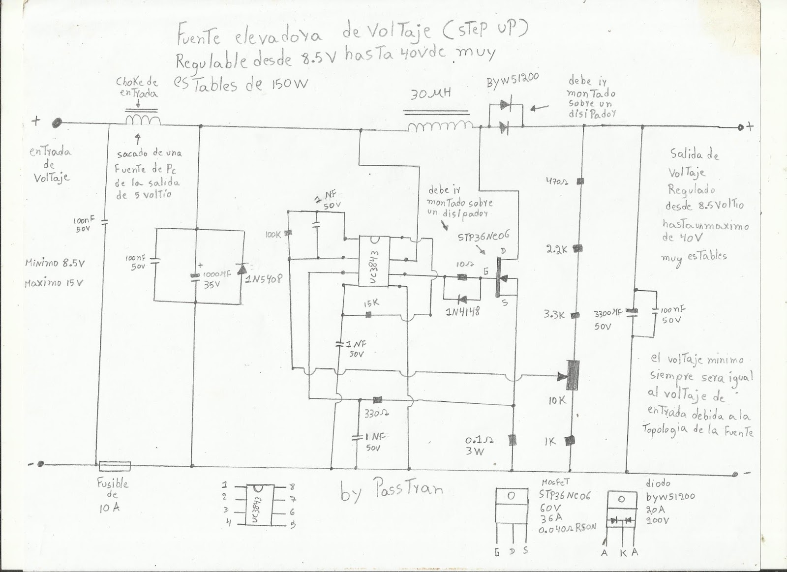 Fuente Elevadora Conmutada Circuit Diagram