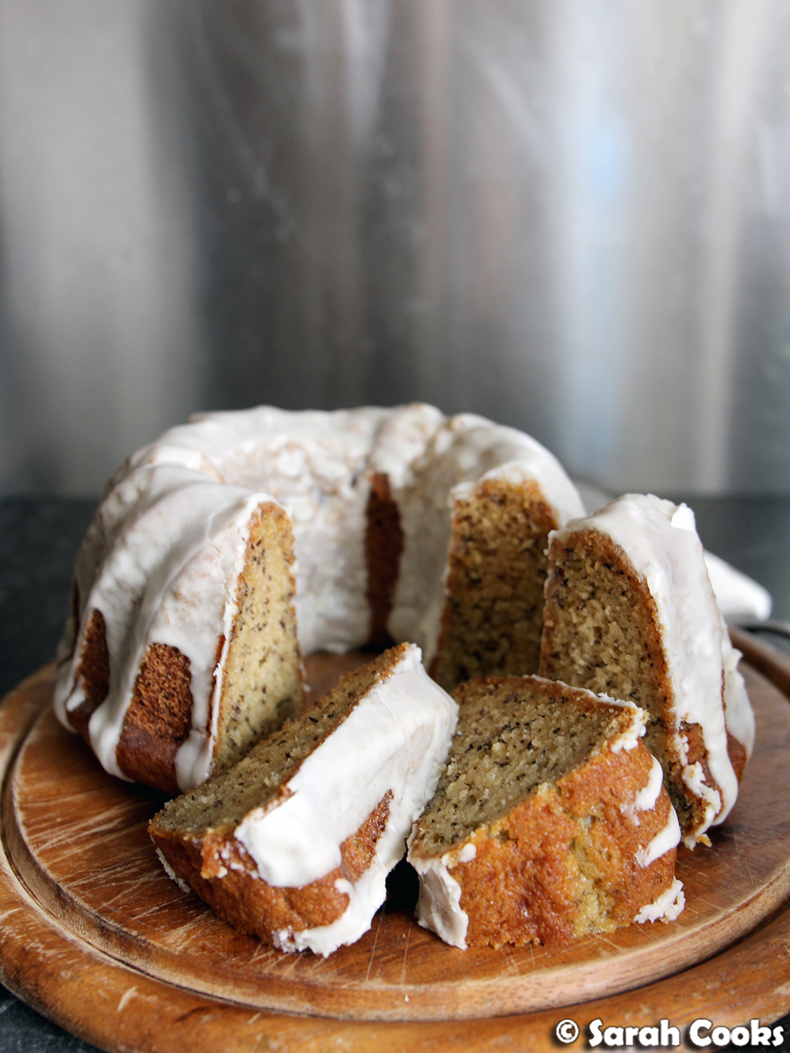 Sarah Cooks Baby Banana Bundt Cake with Sour Cream Glaze