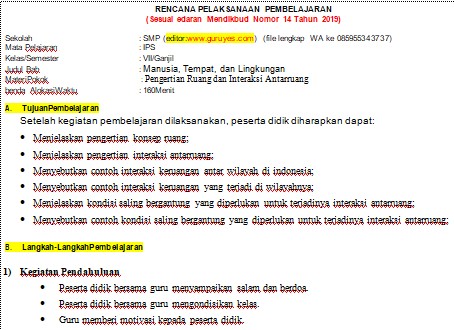 Rpp 1 Lembar Ips Smp Kelas 7 Semester 1 Situs Guru