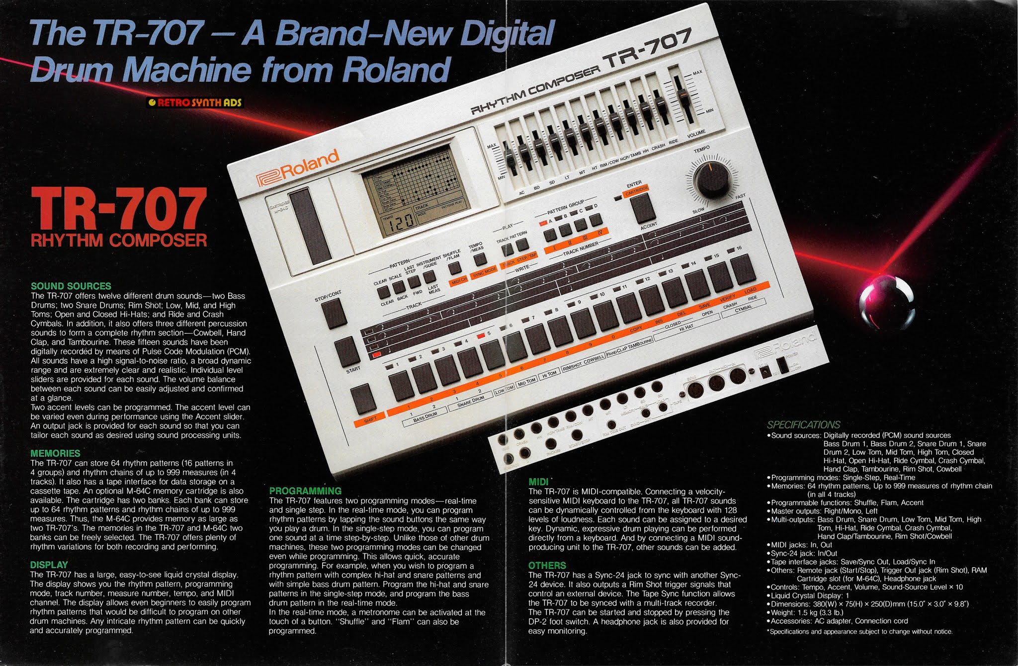 Retro Synth Ads: Roland TR-707 drum machine 