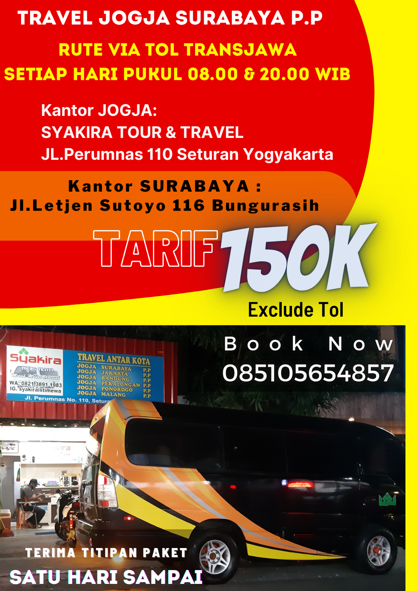 harga travel surabaya jogja 2022