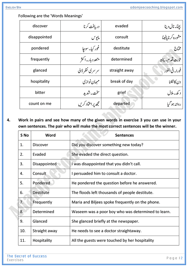 Adamjee Coaching Life Skills Exercises English 9th Adamjee Coaching Life Skills Exercises English 9th