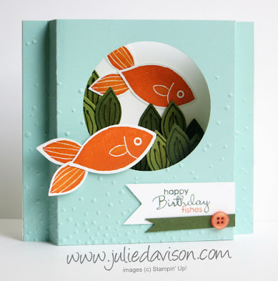Stampin' Up! Friends & Flowers Diorama Card: Happy Birthday "Fishes" #stampinup Occasions Catalog Farewell Blog Hop www.juliedavison.com
