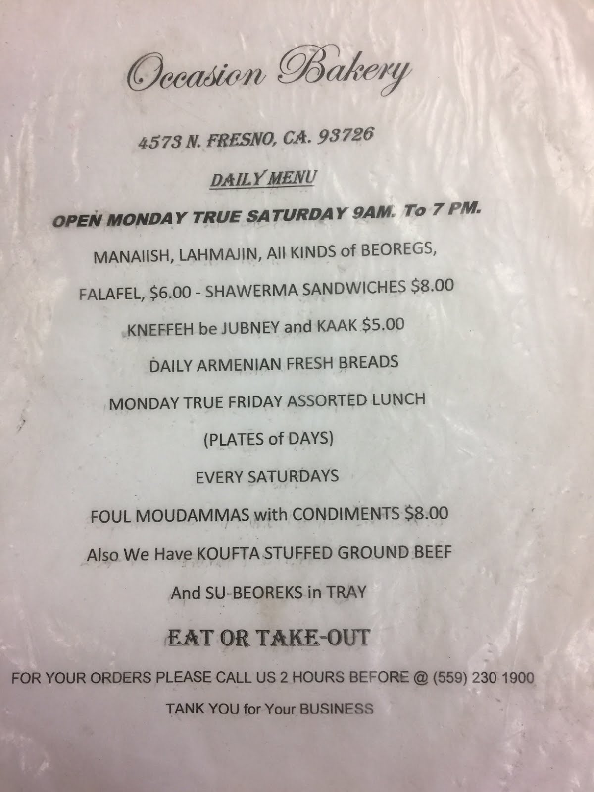 FresFood Armenian Bakery Occasion Bakery