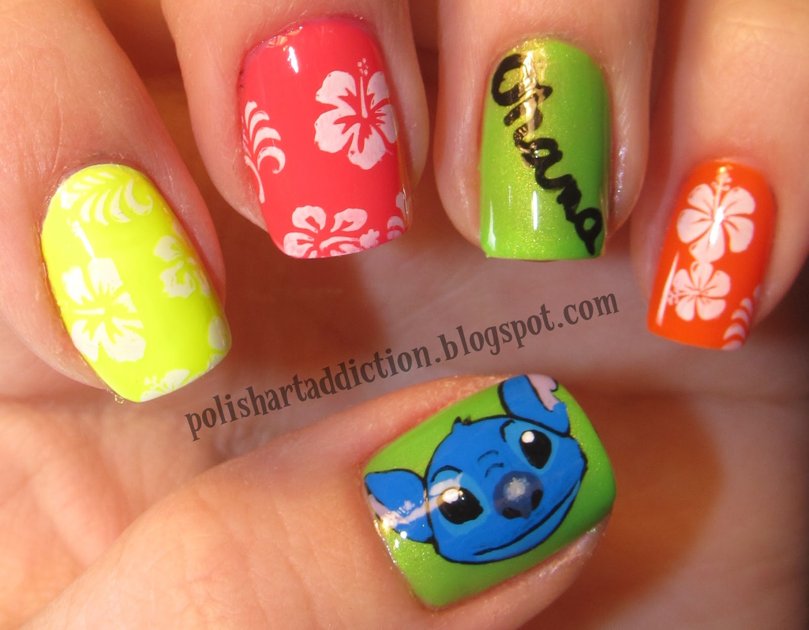 3. Lilo and Stitch Inspired Nail Art - wide 5